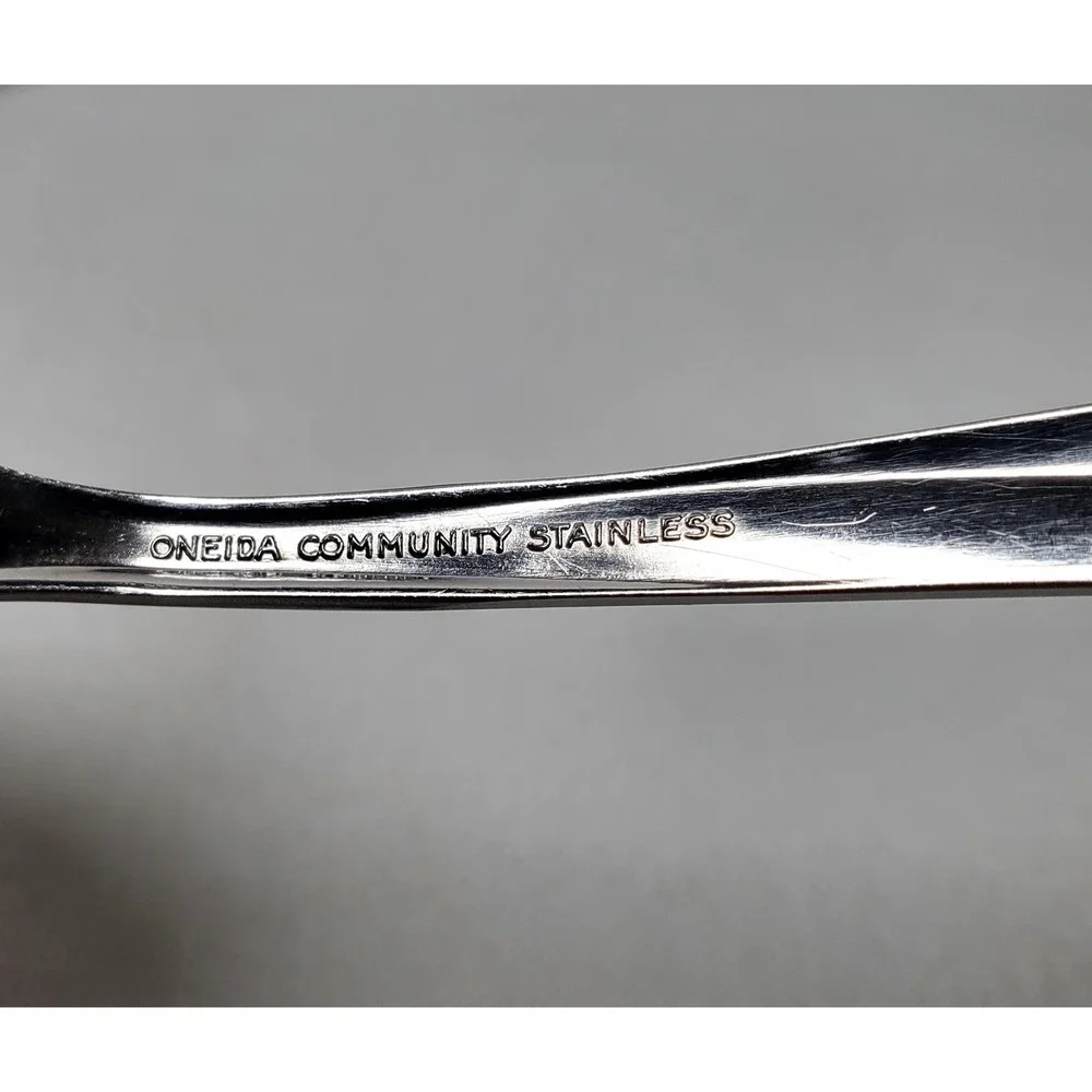 Oneida Community Deluxe Stainless Starburst Atomic MCM Serving Spoon‎ Vintage